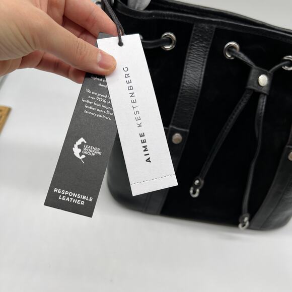 Aimee Kestenberg About Town Suede Drawstring Bags Black - Picture 4 of 16